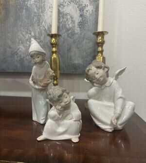 Lot of 3 Authentic Lladró Spain Porcelain Figurines Angels & Child Bird EUC